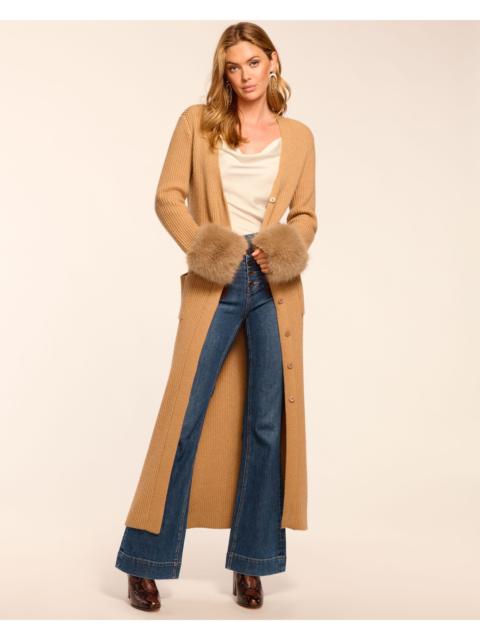 Louise Wool Blend Faux Fur Trim Duster Sweater