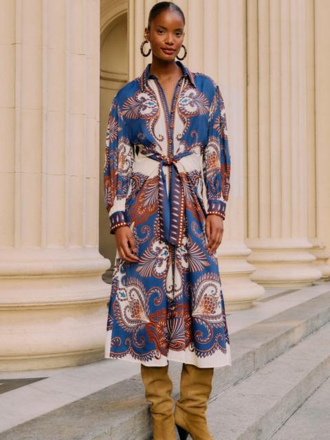 Blue Arabesque Scarf Lenzing™ Ecovero™ Viscose Midi Dress