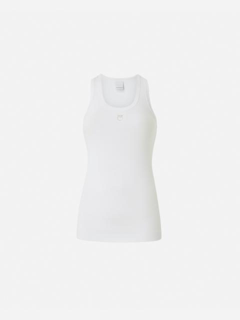 RIBBED VEST TOP WITH BIRDS LOGO