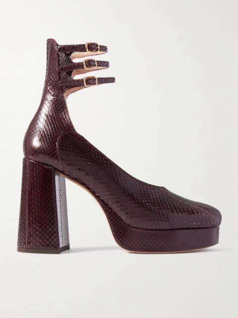 Loti Snake-effect Leather Platform Pumps