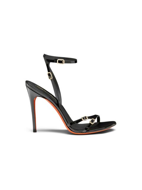 Women's black patent leather high-heel sandal