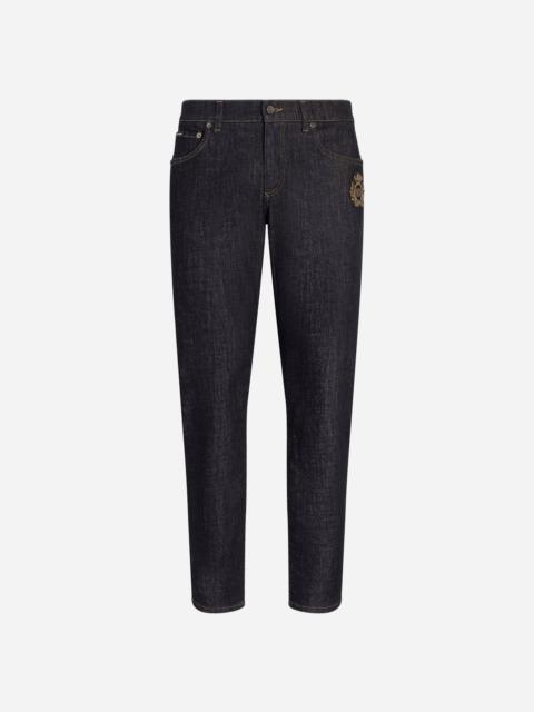 Slim-fit stretch cotton jeans with patch