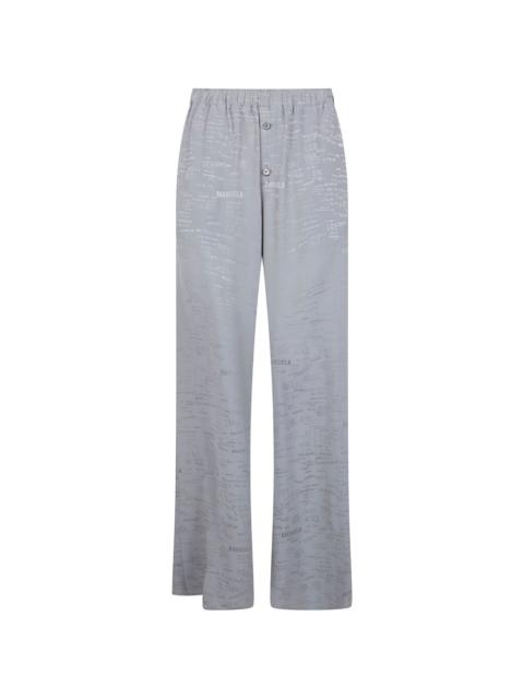 buttoned patterned straight trousers