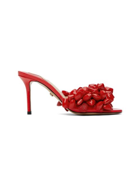 Red Puffy Heart Patent Mules