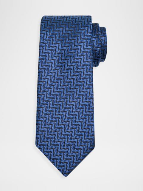 Men's Diagonal Chevron Silk Tie