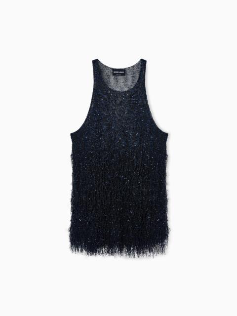 LUREX JERSEY TOP WITH FRINGES
