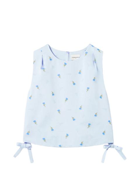 floral-pattern tie-side top