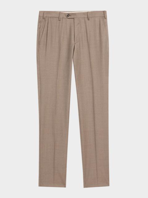 Men's Wool Sharkskin Flat Front Trousers