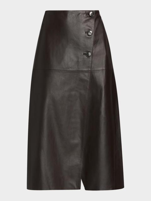 Leather A-Line Midi Skirt