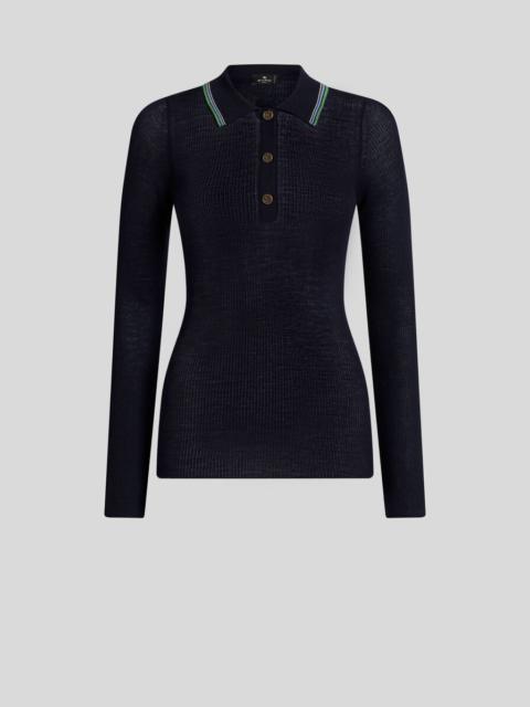 KNIT WOOL JACQUARD POLO SHIRT