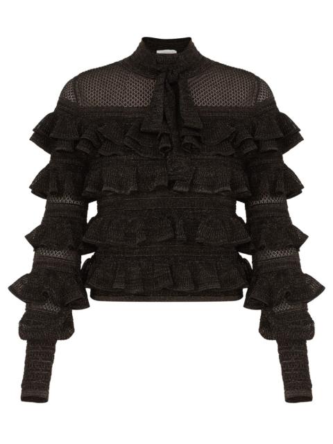 REBELLION FRILL TIE NECK TOP