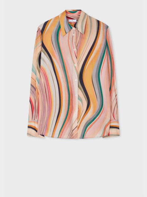 Women's Silk-Blend 'Dusky Swirl' Print Shirt