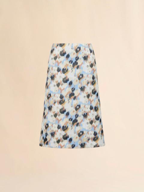 LIGHT BLUE DUCHESSE SKIRT WITH SECRET BOUQUET PRINT