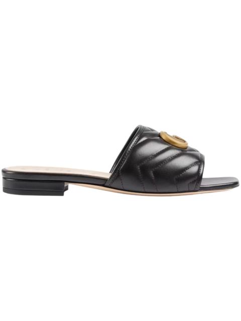 Gucci Double G Slide Sandal Black Leather