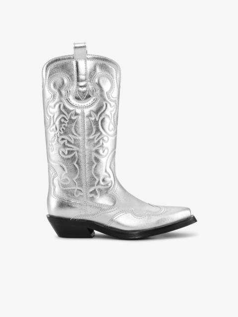 SILVER MID SHAFT EMBROIDERED WESTERN BOOTS