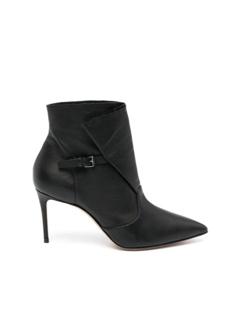 80mm buckled leather boots