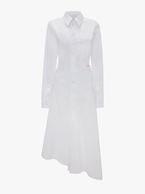 Panelled Shirt Dress In White