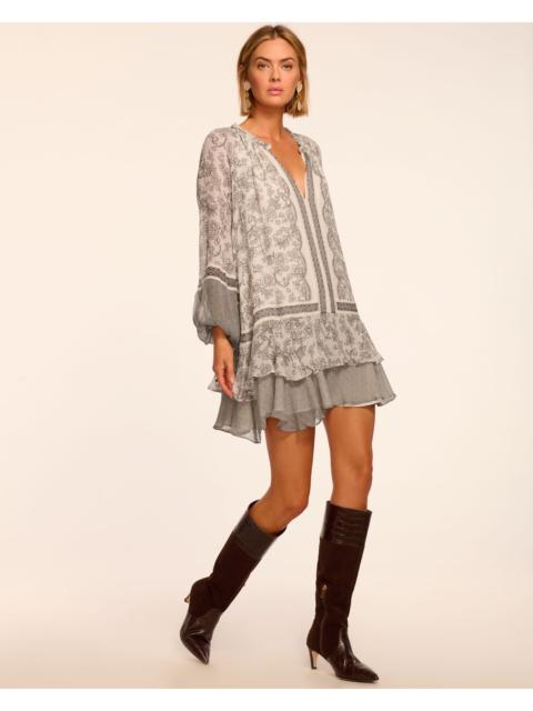 Josefine Printed Silk Long Sleeve Mini Dress
