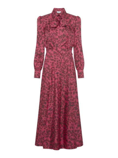 Phelan Maxi Shirtdress in Fuchsia Printed Silk