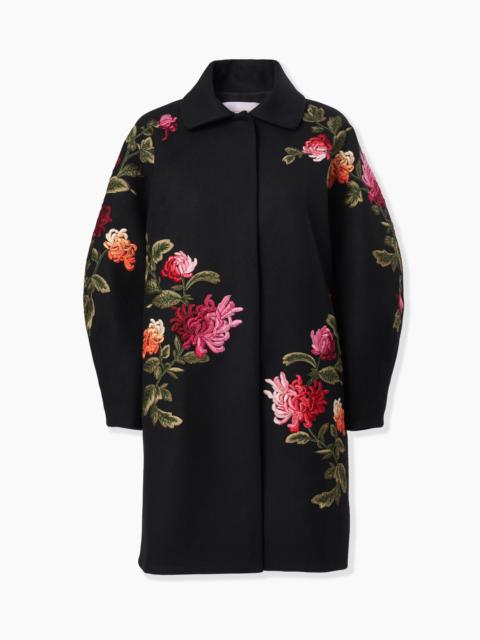 Chrysanthemum-Embroidered Cocoon Coat