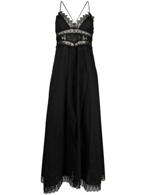 lace-trimmed maxi dress