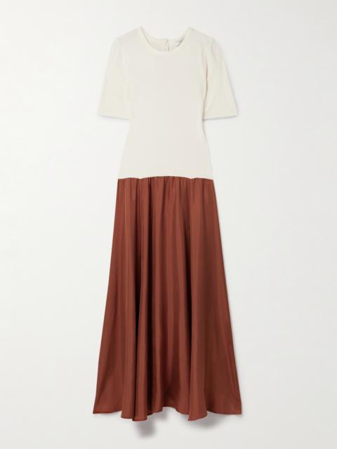 Stretch-knit And Silk-twill Maxi Dress