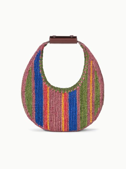 STAUD MOON TOTE BAG JUNGLE STRIPE RAFFIA