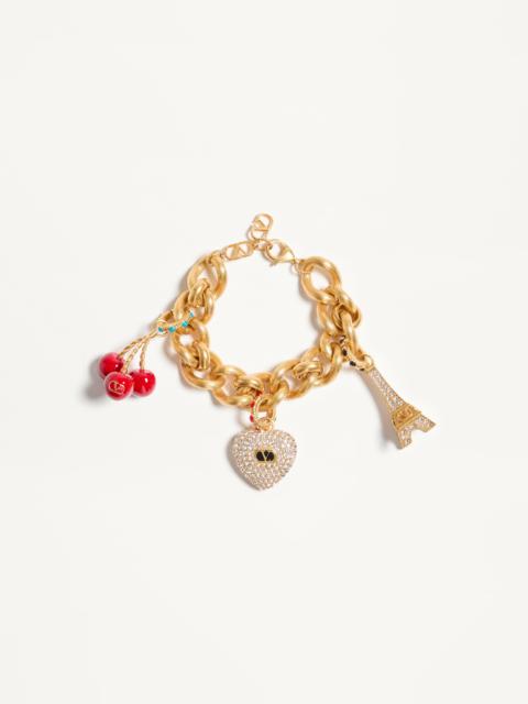 CHEZ VALENTINO BRACELET IN METAL, ENAMEL AND SWAROVSKI® CRYSTALS