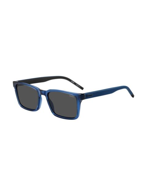 TRANSPARENT-BLUE SUNGLASSES WITH PATTERNED TEMPLES