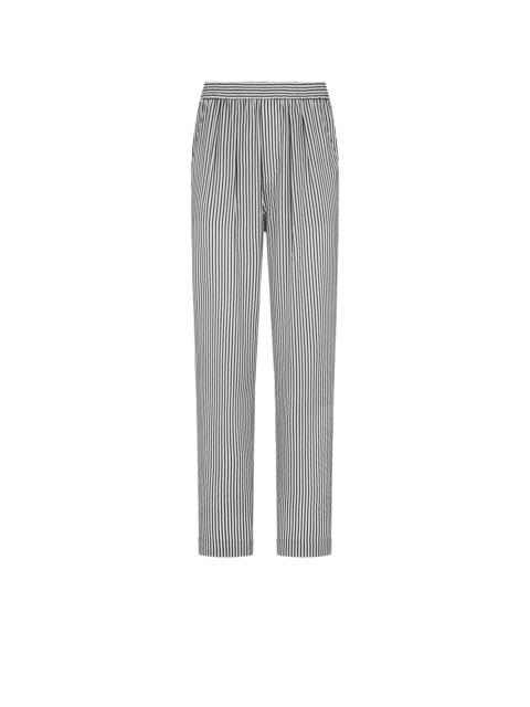 STRIPED SILK PJ PANTS WITH PIPING
