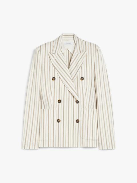PENSILE Slim-fit blazer in a patterned cotton and linen
