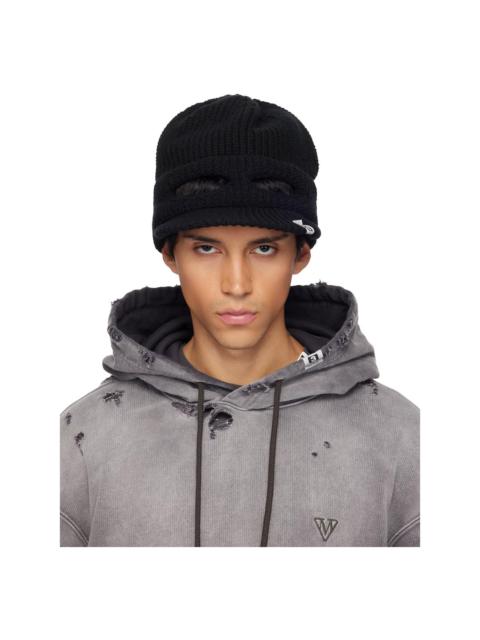 Black Masked Visor Knit Cap