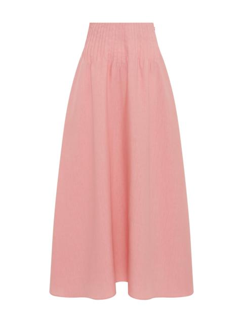 Penelope Midi Skirt in Rosa Aloe Linen