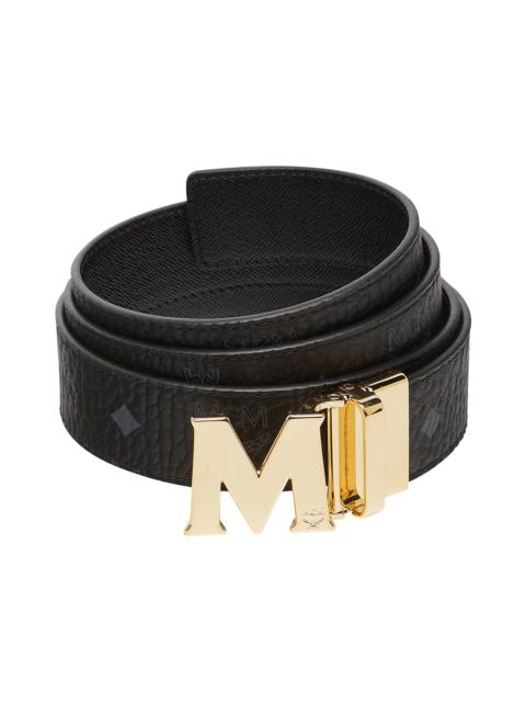 MCM Claus M Gold Buckle Reversible Belt Visetos 1.5" 51In/130Cm Black