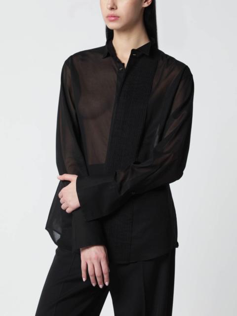 Black micro-pleated shirt