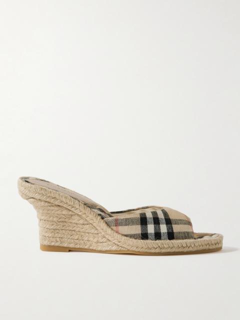 Checked Canvas-jacquard Espadrille Wedge Mules