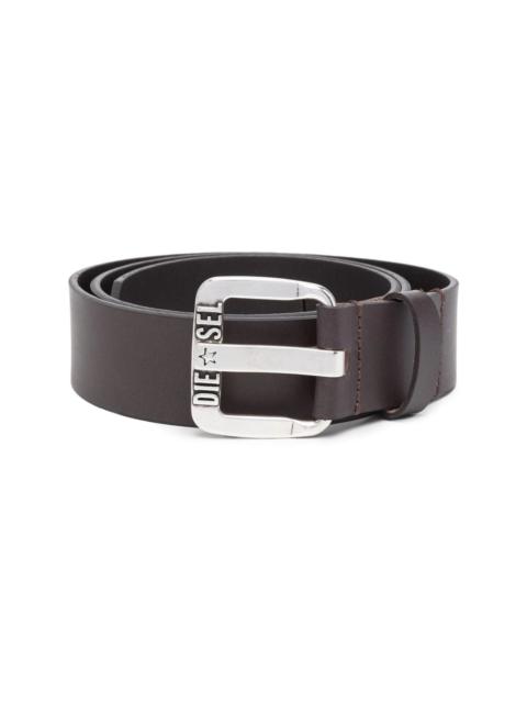logo-buckle buffalo leather belt