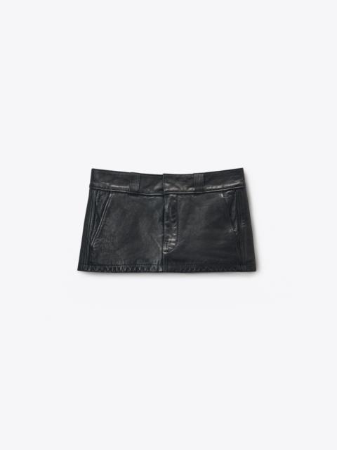 Black Worn Moto Leather Mini Skort