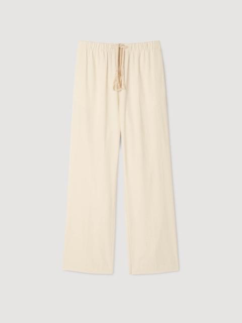 WIDE-LEG ELASTICATED COTTON TROUSERS