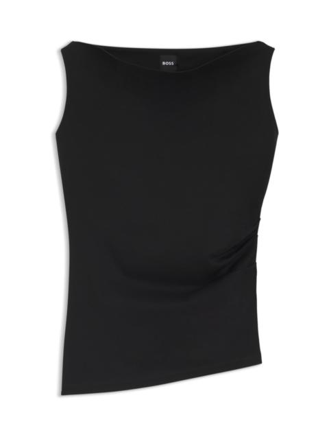 COWL-NECK ASYMMETRIC TOP IN MERCERIZED COTTON