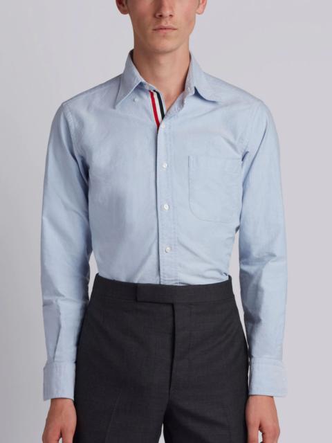 Light Blue Cotton Oxford Grosgrain Placket Shirt