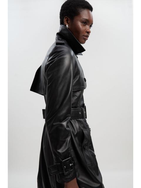 Leather Trench Belted Mac Midi Coat