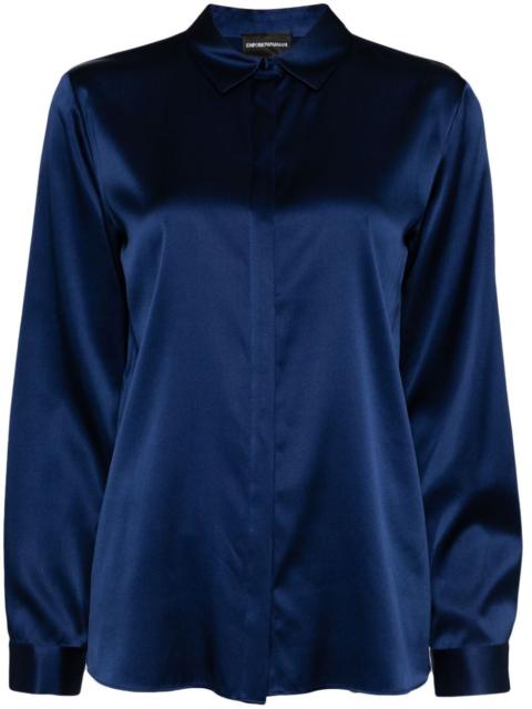 long-sleeved silk-blend shirt