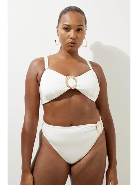 Plus Size Slinky Trim Detail Bikini Bottoms