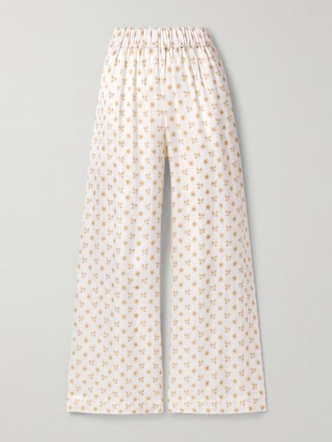 Floral-print Twill Wide-leg Pants