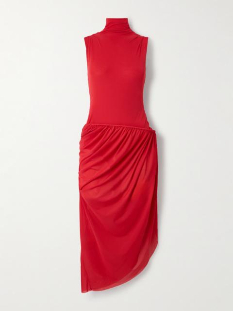Cutout Draped Stretch-jersey Maxi Dress