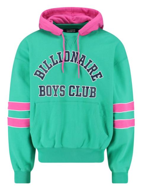 logo-embroidered pink-lined hoodie