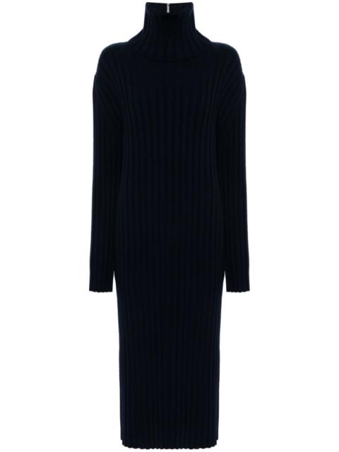 zip-up ribbed-knit dress