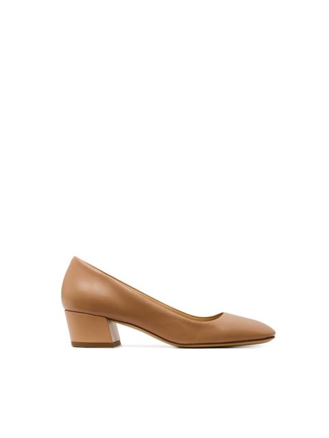 Agathe Low Heel Pump in Nude Leather