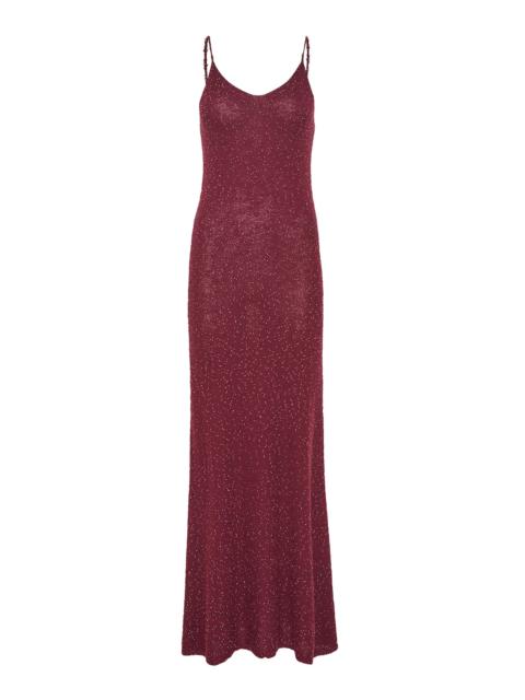 Florian Knit Maxi Slip Dress in Bordeaux Beaded Cashmere Silk